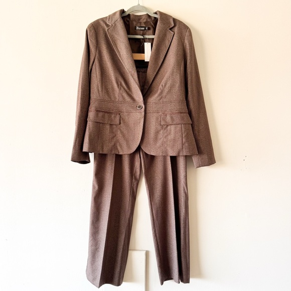 Avenue Jackets & Blazers - 7th Avenue Blazer and Pants Brown Suit Set Chevron Pattern Size 14P